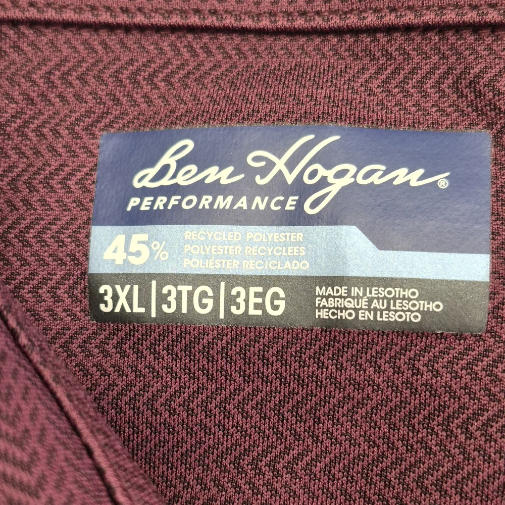Ben Hogan Performance Polo Shirt Mens 3XL Burgundy & Blue Golf Stretch 2pcs - Picture 2 of 11